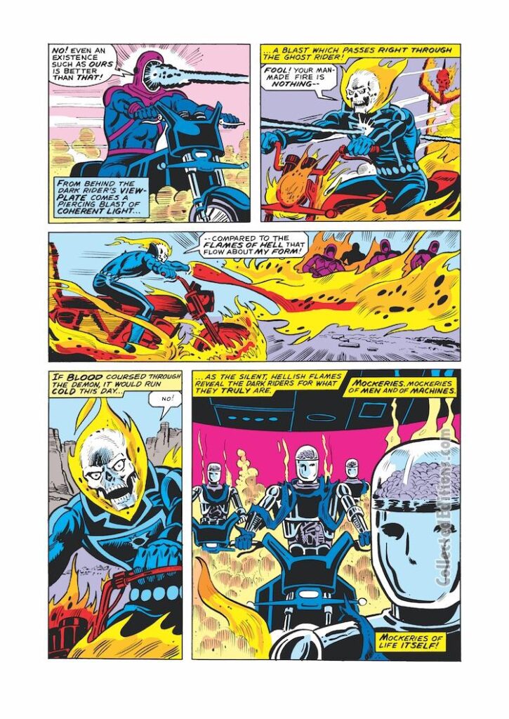 Ghost Rider #33, pg. 12; pencils and inks, Don Perlin; space aliens; Dark Rider Robots