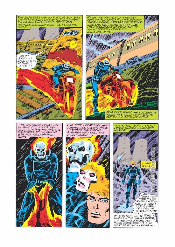 Ghost Rider #40, pg. 2; pencils and inks, Don Perlin; Johnny Blaze, nuclear reactors, meltdown