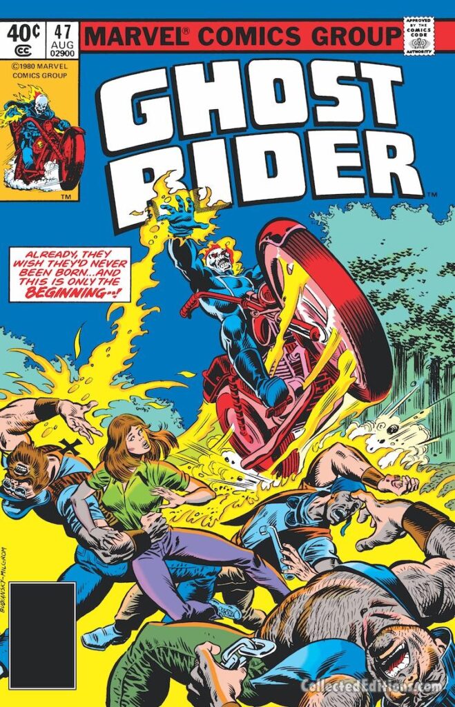 Ghost Rider #47 cover; pencils, Bob Budiansky; inks, Al Milgrom; Raz, zooie, sparkie