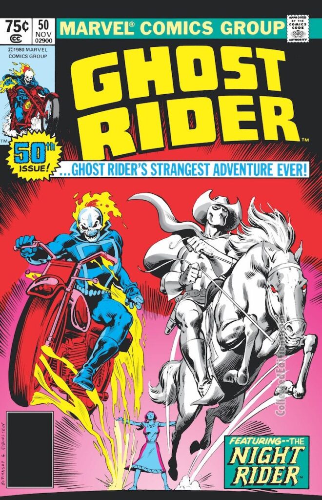 Ghost Rider #50 cover; pencils, Bob Budiansky; inks, Joe Rubinstein; Carter Slade, Western hero, Night Rider