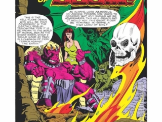 Ghost Rider #53, pg. 1; pencils and inks, Don Perlin; The She-Witch of Doom, splash page, Michael Fleisher, Tabicantra, Lord Azmodeus