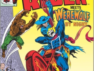 Ghost Rider #55 cover; pencils, Bob Budiansky; inks, Frank Giacoia; Meets Werewolf by Night; Tatterdemalion