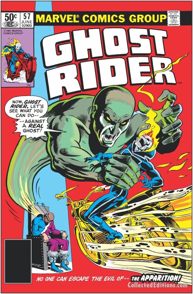 Ghost Rider #57 cover; pencils, Bob Budiansky; inks, Al Milgrom; The Apparition