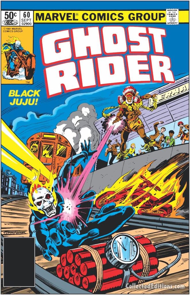 Ghost Rider #60 cover; pencils, Herb Trimpe; inks, Bob Wiacek; Black Juju, dynamite