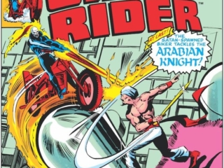 Ghost Rider #62 cover; pencils, Bob Budiansky; inks, Klaus Janson; Arabian Knight, Mayhem in the Middle East