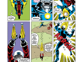 Ghost Rider #63, pg. 18; pencils, Luke McDonnell; inks, Sal Trapani Ghost Rider #63, pg. 18; pencils, Luke McDonnell; inks, Sal Trapani; The Orb, eyeballs, motorcycle