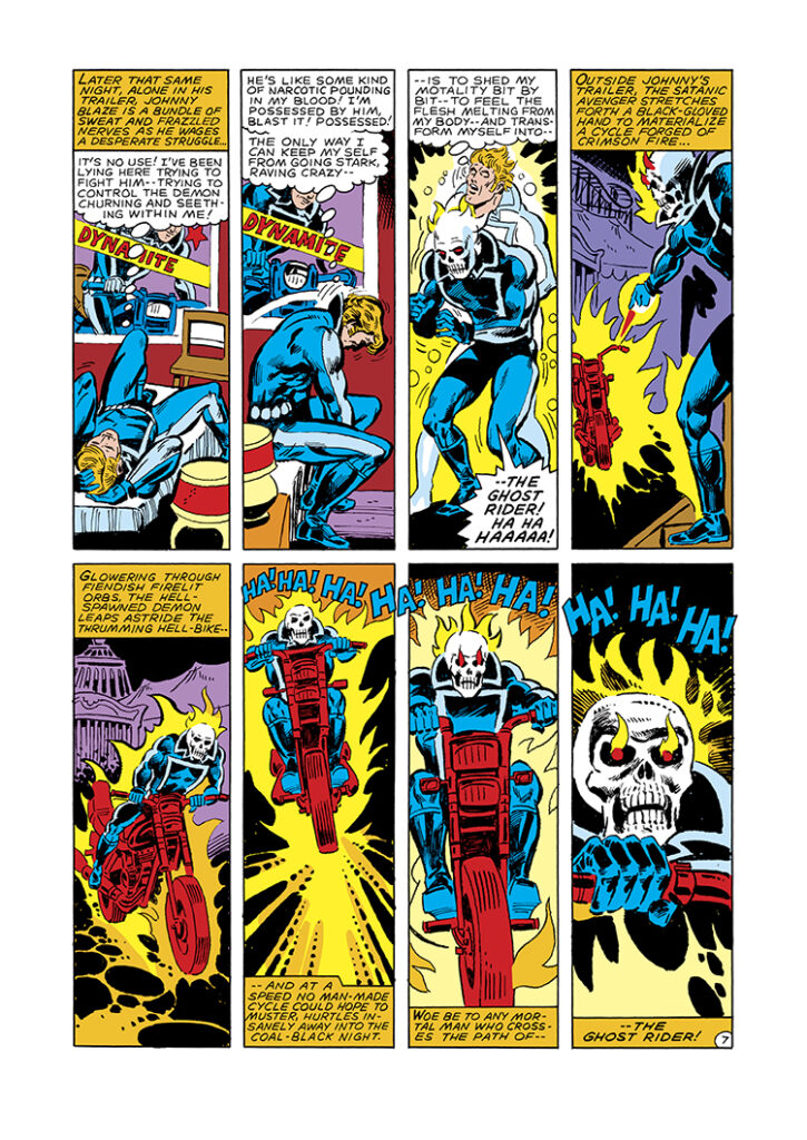 Ghost Rider #65, pg. 7; pencils, Jack Sparling; inks, Tom Sutton; Johnny Blaze transformation, Dynamite