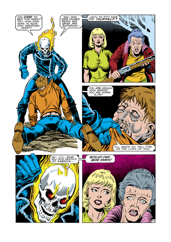 Ghost Rider #67, pg. 19; pencils, Don Perlin; inks, Dave Simons; Jock Parker, Sally Stanton, Veronica Stanton
