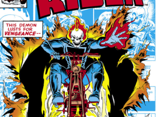 Ghost Rider #67 cover; pencils, Bob Budiansky; inks, Joe Rubinstein Ghost Rider #67 cover; pencils, Bob Budiansky; inks, Joe Rubinstein; This Demon Lusts for Vengeance, Beware His Searing Touch, motorcycle