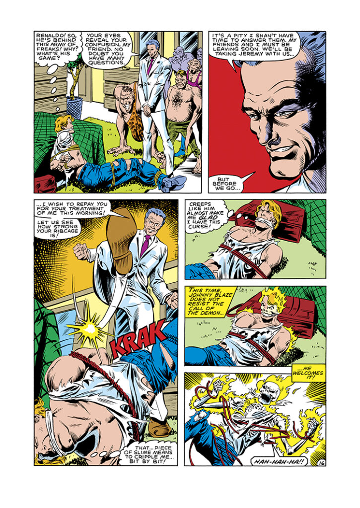 Ghost Rider #70, pg. 16; pencils, Bob Budiansky; inks, Dave Simons; Renaldo, Johnny Blaze, Freakmaster