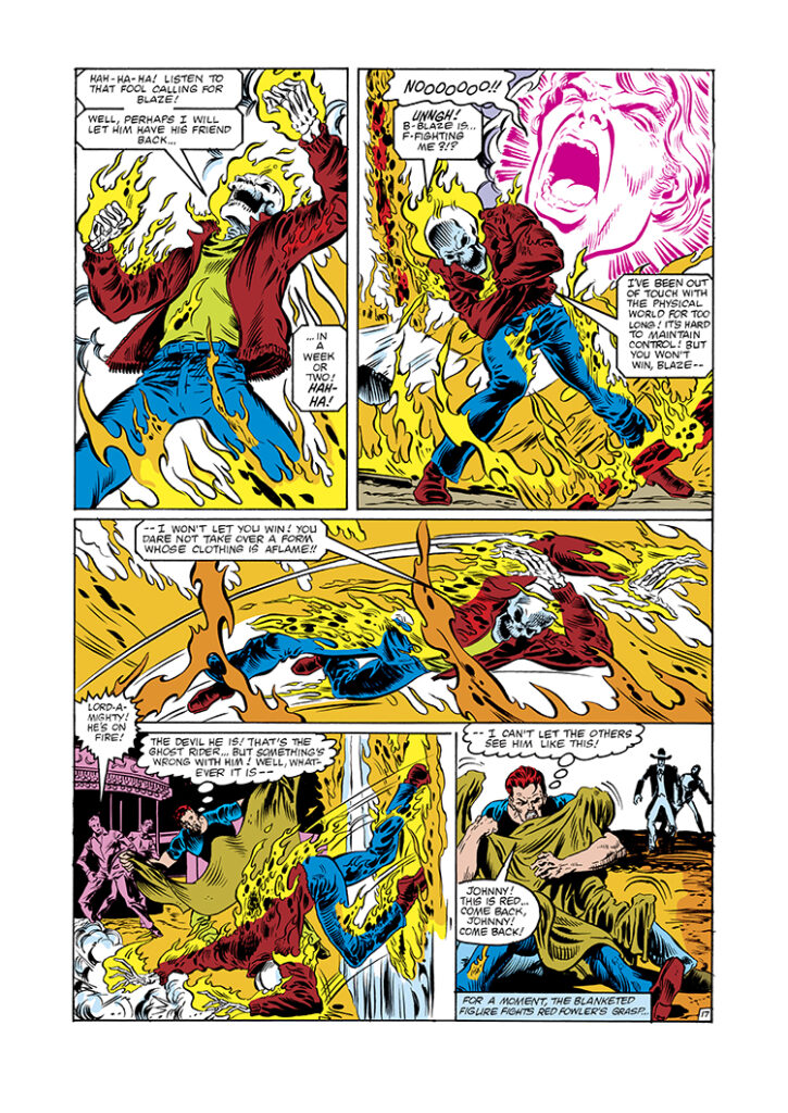 Ghost Rider #72, pg. 17; pencils, Bob Budiansky; inks, Dave Simons; Red Fowler, Johnny Blaze
