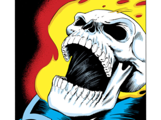 Ghost Rider #77, pg. 1; pencils, Bob Budiansky; inks, Kevin Dzuban; Johnny Blaze, splash page, JM DeMatteis, writer, Unleashed, Stan Lee Presents