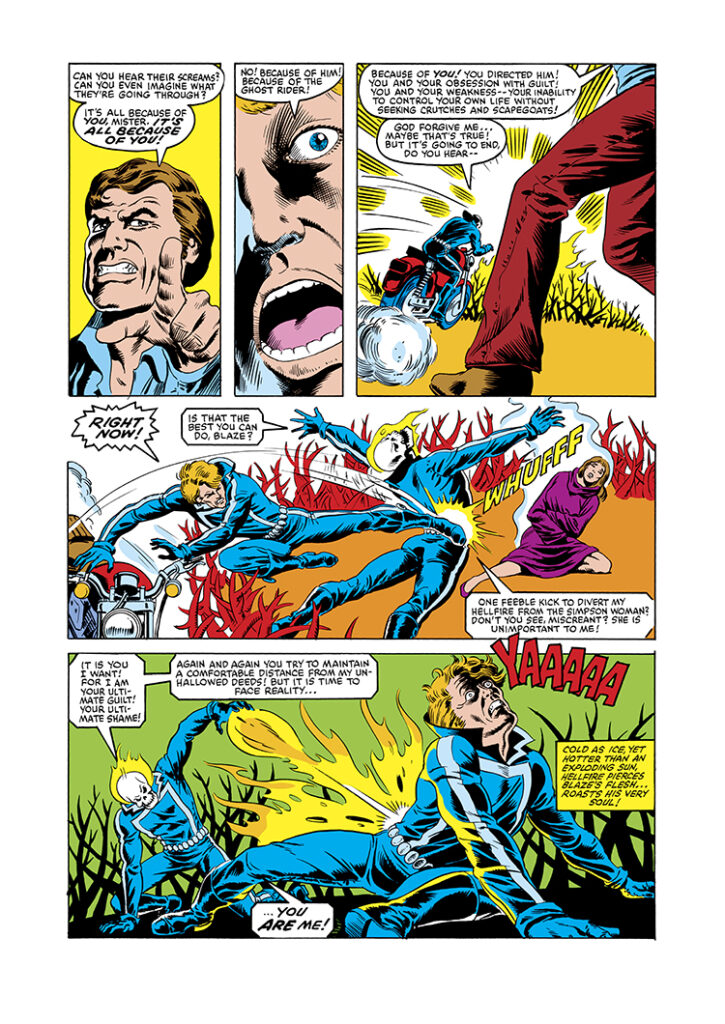 Ghost Rider #78, pg. 14; pencils, Bob Budiansky; inks, Kevin Dzuban; Johnny Blaze, Zarathos
