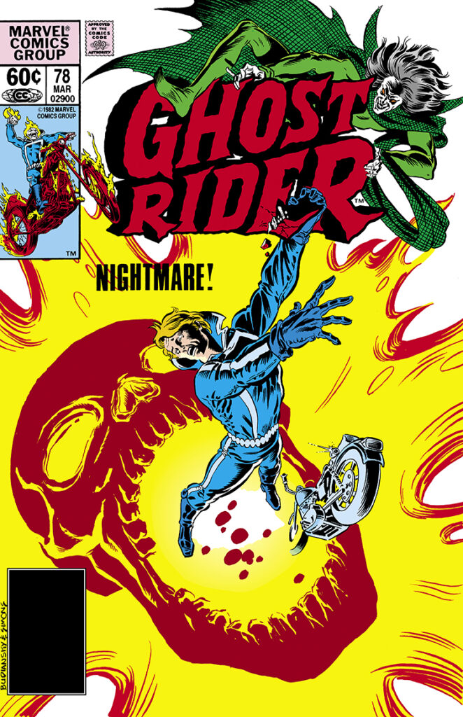 Ghost Rider #78 cover; pencils, Bob Budiansky; inks, Dave Simons; Johnny Blaze, Nightmare