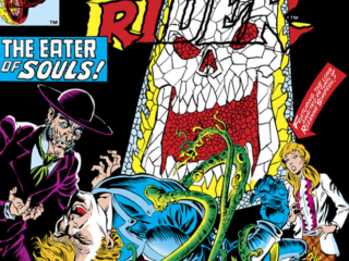 Ghost Rider #80 cover; pencils, Bob Budiansky; inks, Dave Simons; Johnny Blaze, Ethan Domblue, first appearance, Sin-Eater, eater of souls, Roxanne Simpson, part of the most stunning saga of all