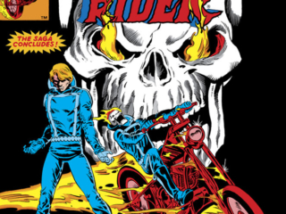 Ghost Rider #81 cover; pencils, Bob Budiansky; inks, Dave Simons; Johnny Blaze, the saga concludes, last issue, and let there be death