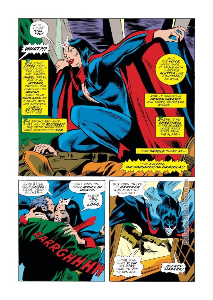 Giant-Size Chillers #1, pg. 6; pencils and inks, Alfredo Alcala; Lilith, Daughter of Dracula; first appearance, Tomb of Dracula