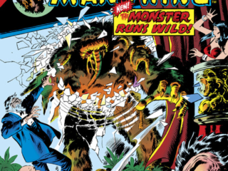Giant-Size Man-Thing (1974) #2 cover; pencils and inks, John Buscema; The Monster Runs Wild