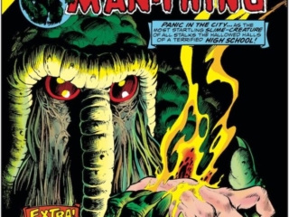 Giant-Size Man-Thing #4 cover; pencils and inks, Frank Brunner; Gorko the Man-Frog, Howard the Duck