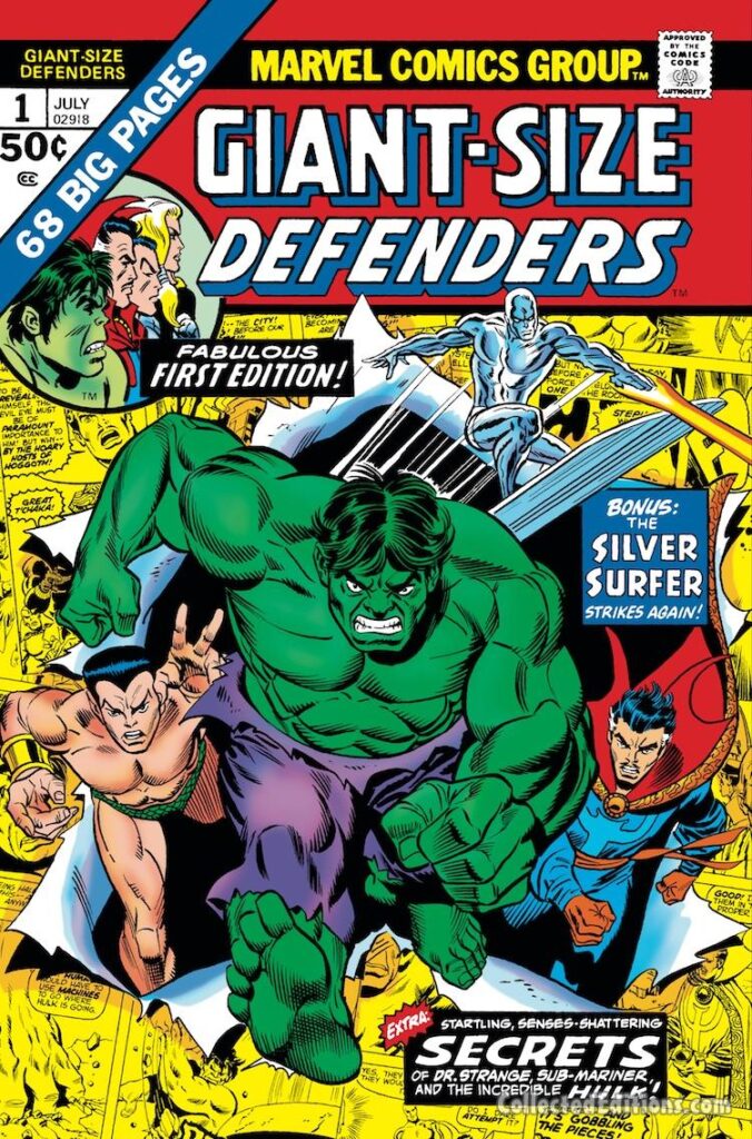 Giant-Size Defenders #1 cover; pencils, Gil Kane; inks, Frank Giacoia; alterations, John Romita Sr.; first issue