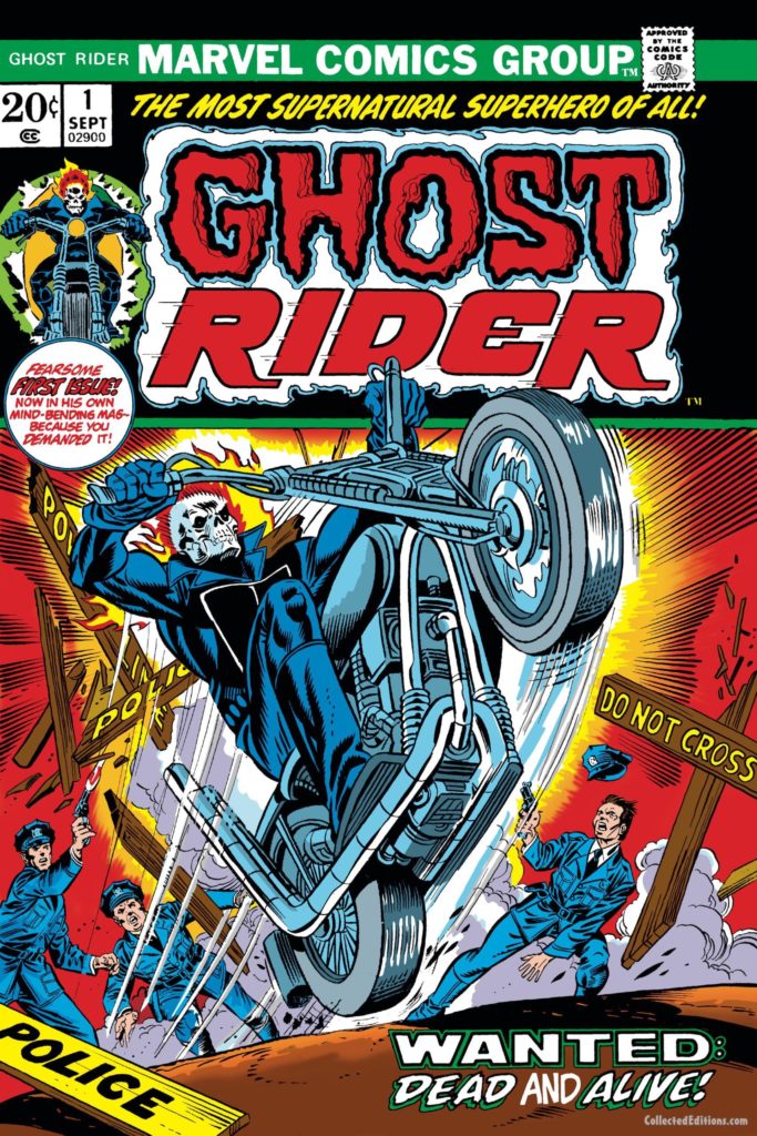 Ghost Rider #1 cover; pencils, Gil Kane; inks, Joe Sinnott