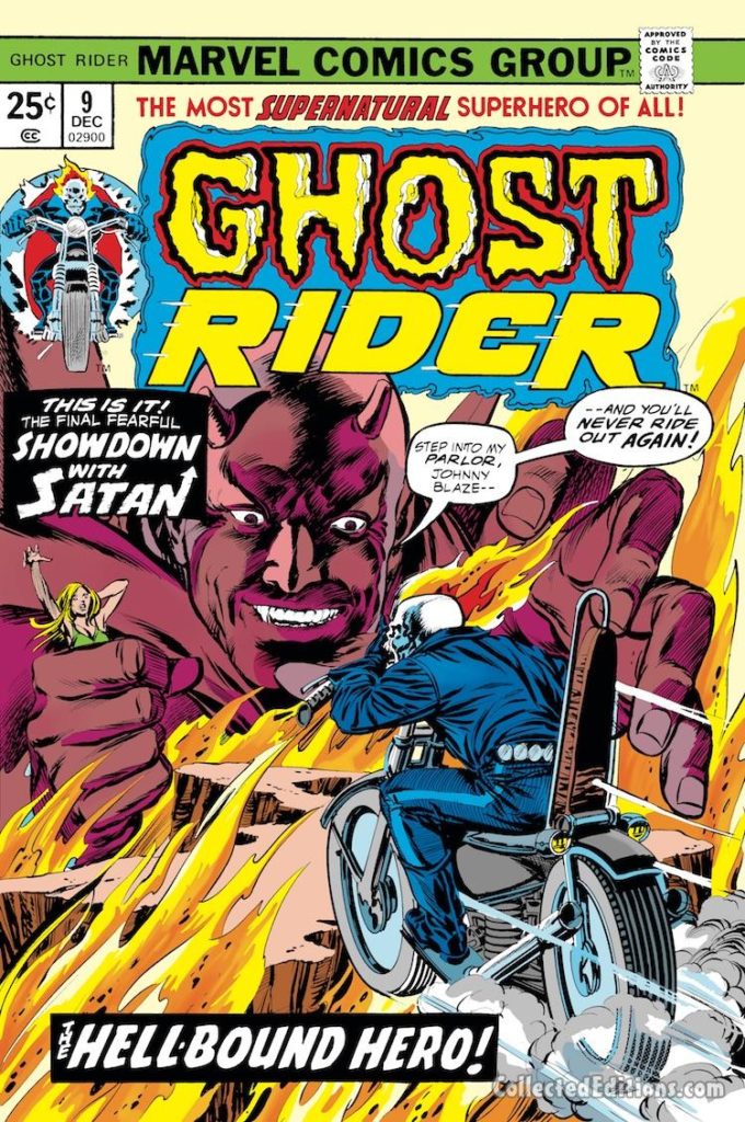 Ghost Rider #9 cover; pencils, Gil Kane; inks, Tom Palmer;; Showdown with Satan