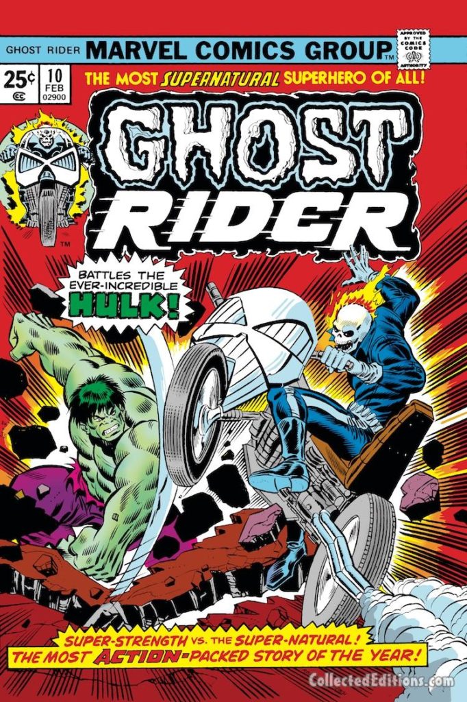 Ghost Rider #10 cover; pencils, Ron Wilson; inks, Joe Sinnott; Incredible Hulk