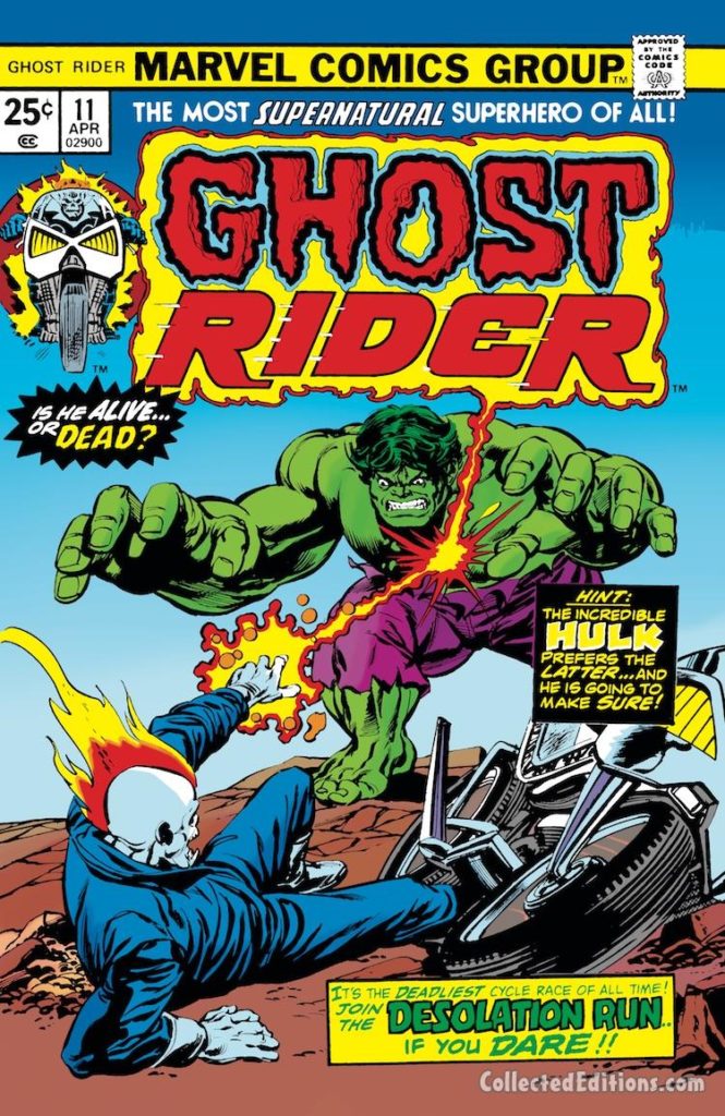 Ghost Rider #11 cover; pencils, Gil Kane; inks, Tom Palmer; Incredible Hulk