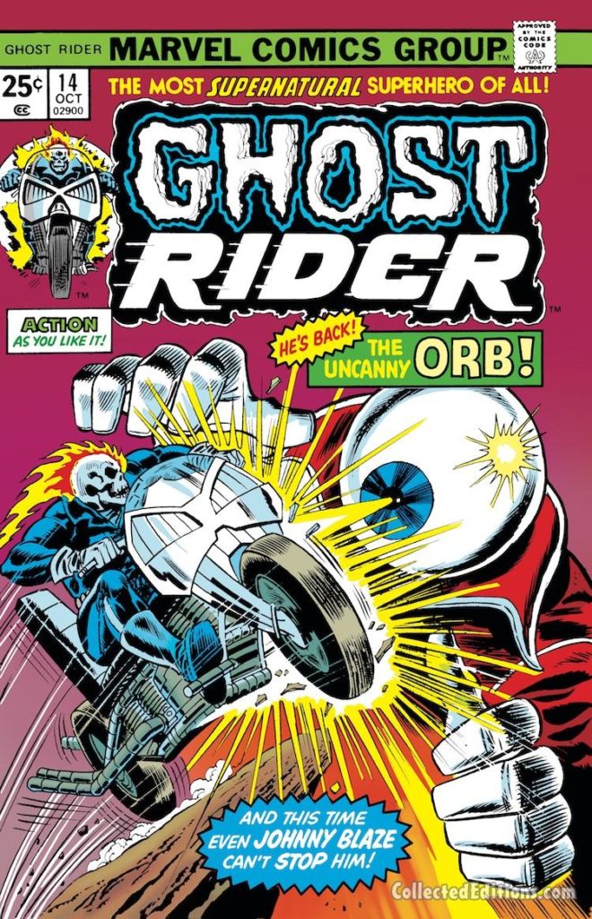 Ghost Rider #14 cover; pencils, Ron Wilson; inks, Frank Giacoia; The Orb