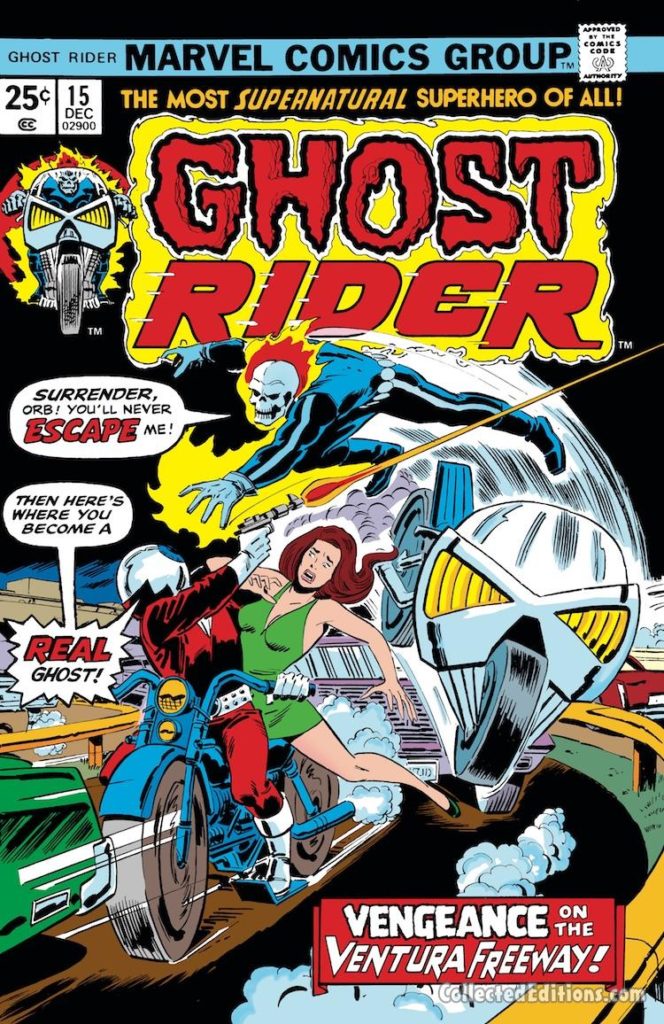 Ghost Rider #15 cover; pencils, Sal Buscema; inks, Frank Giacoia; The Orb