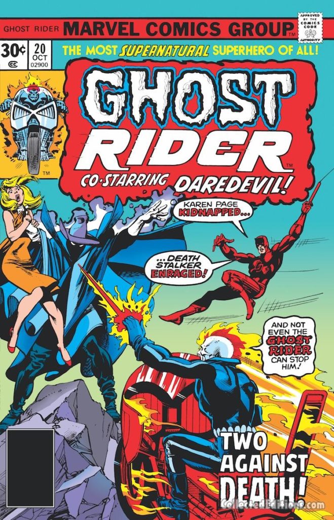 Ghost Rider #20 cover; pencils, Gil Kane; inks, Klaus Janson; Daredevil