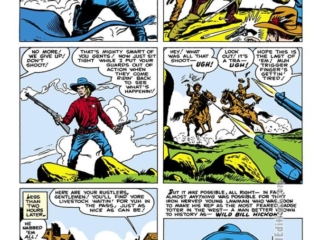 Gunsmoke Western #67; &ldquo;Somewhere Wait the Rustlers!&rdquo;, pg. 5; pencils and inks, Dick Ayers; Marvel August 1961 Omnibus, Marvel Westerns, cattle rustlers, Wild Bill Hickok