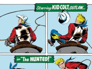 Gunsmoke Western #67 cover; pencils, Jack Kirby; inks, Dick Ayers; Kid Colt, Outlaw, The Hunted, Marvel Age Westerns