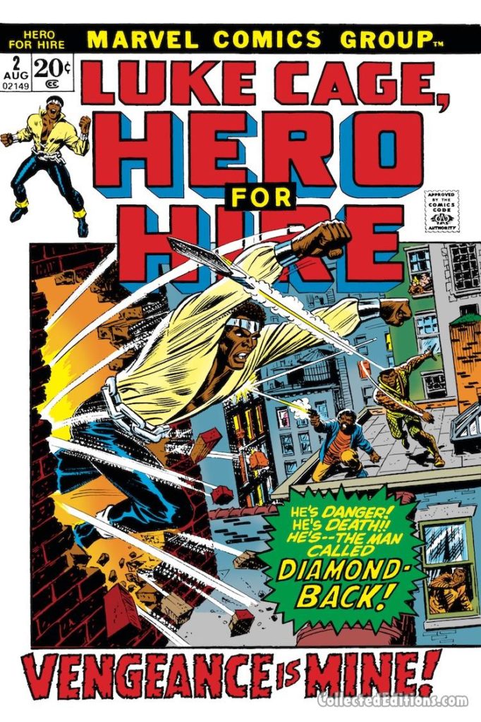 Hero For Hire #2 cover; pencils and inks, John Romita Sr.; Diamondback; Luke Cage
