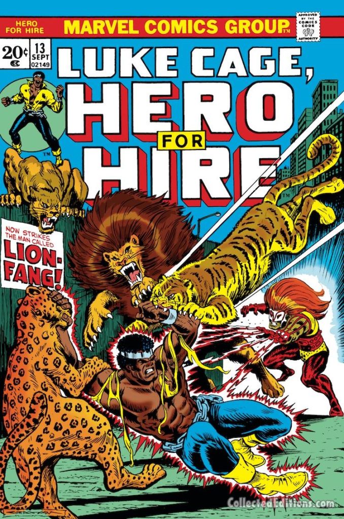 Hero For Hire #13 cover; pencils and inks, Billy Graham; Luke Cage, Lion-Fang
