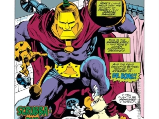 Howard the Duck #20, pg. 1; pencils, Gene Colan; inks, Klaus Janson; Scrubba-Dub-Death, Dr Doctor Bong; Steve Gerber