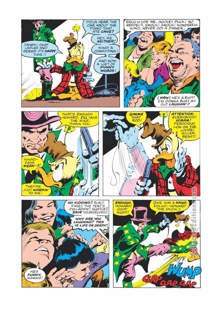 Howard the Duck #26, pg. 3; pencils, Gene Colan; inks, Klaus Janson; Ringmaster, Circus of Crime