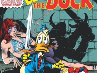 Howard the Duck #1 cover; pencils and inks, Frank Brunner; first issue, Beverly Switzler, Spider-Man, origin