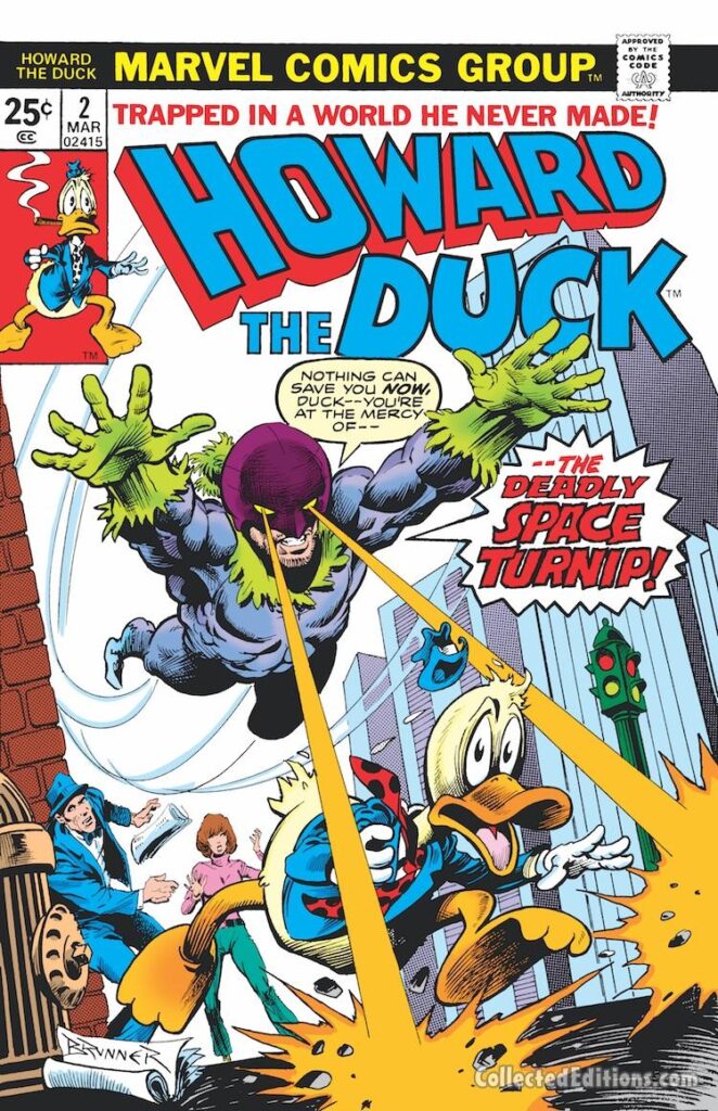 Howard the Duck #2 cover; pencils and inks, Frank Brunner; The Deadly Space Turnip