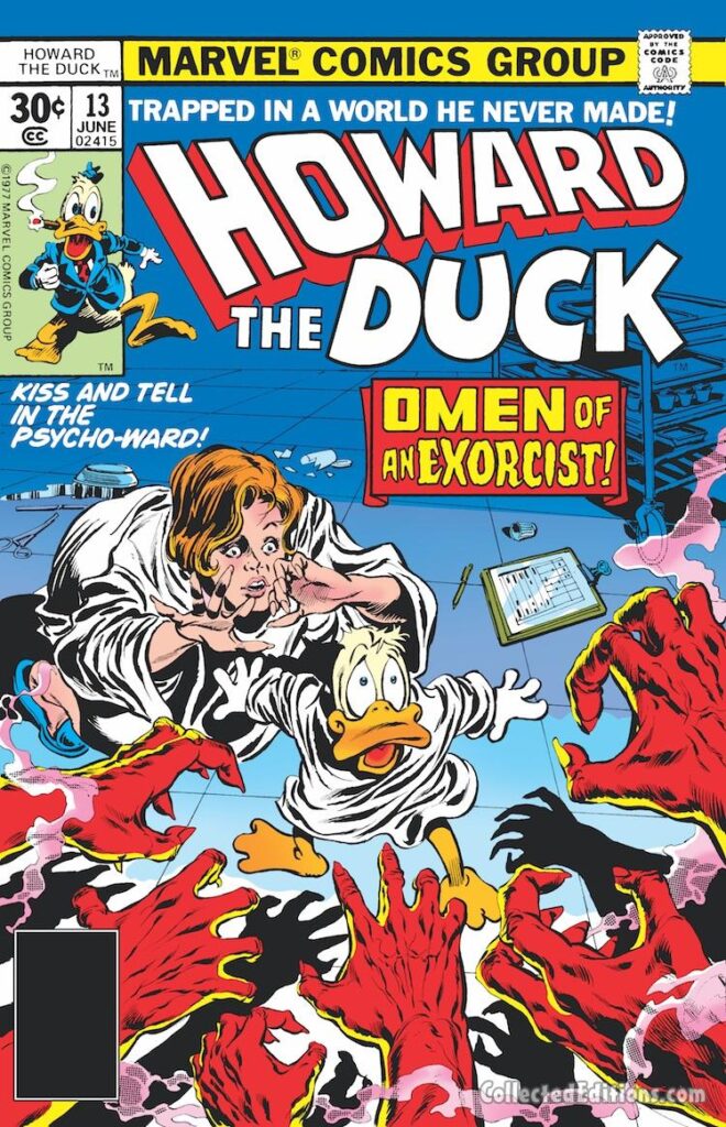 Howard the Duck #13 cover; pencils, Gene Colan; inks, Tom Palmer; Omen of an Excorcist, KISS