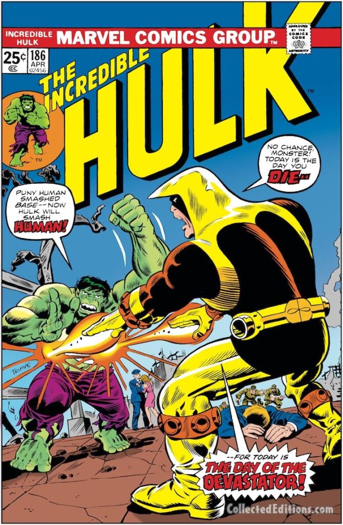Incredible Hulk #186 cover; pencils and inks, Herb Trimpe; The Devastator