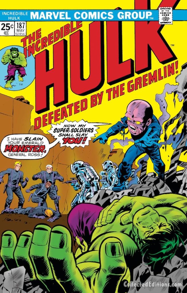 Incredible Hulk #187 cover; pencils and inks, Herb Trimpe; The Gremlin