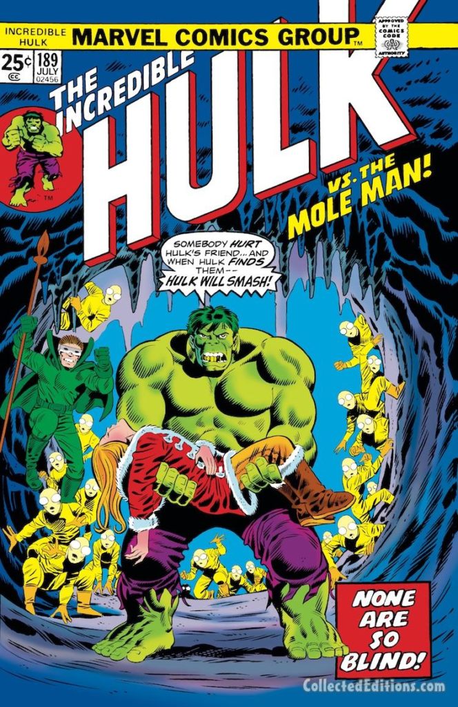 Incredible Hulk #189 cover; pencils and inks, Herb Trimpe; The Mole Man