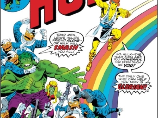 Incredible Hulk #190 cover; pencils and inks, Herb Trimpe; Glorian, Toad Men