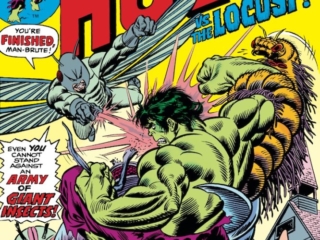 Incredible Hulk #194 cover; pencils, Gil Kane; inks, John Romita Sr.; The Locust