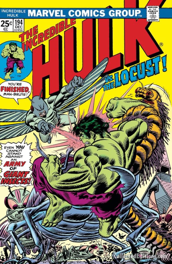 Incredible Hulk #194 cover; pencils, Gil Kane; inks, John Romita Sr.; The Locust