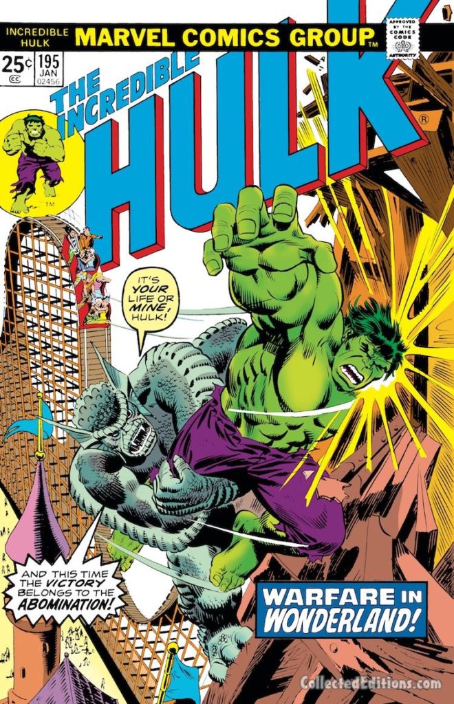 Incredible Hulk #195 cover; pencils, Ron Wilson; The Abomination
