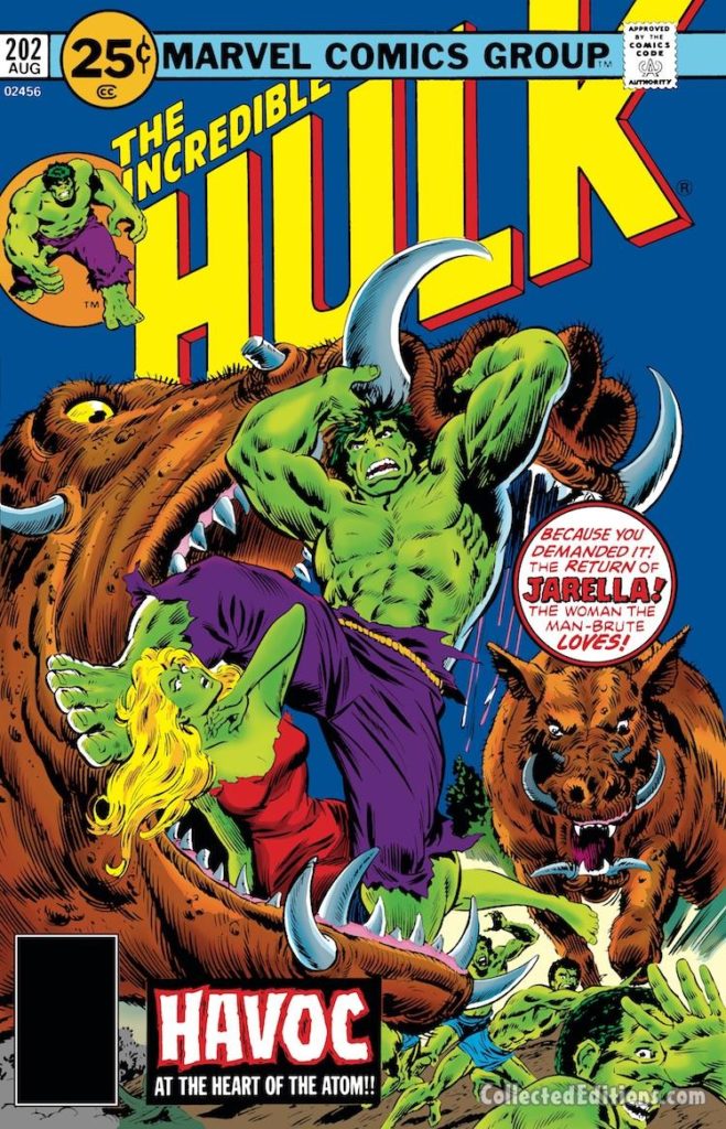 Incredible Hulk #202 cover; pencils, John Buscema; inks, John Romita Sr.; Jarella
