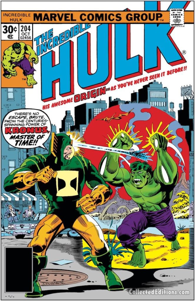 Incredible Hulk #204 cover; pencils and inks, Herb Trimpe; Kronus