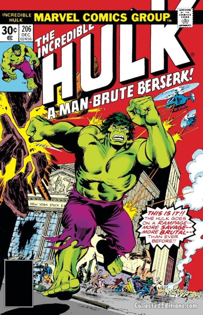 Incredible Hulk #206 cover; pencils and inks, Dave Cockrum; alterations, John Romita Sr.